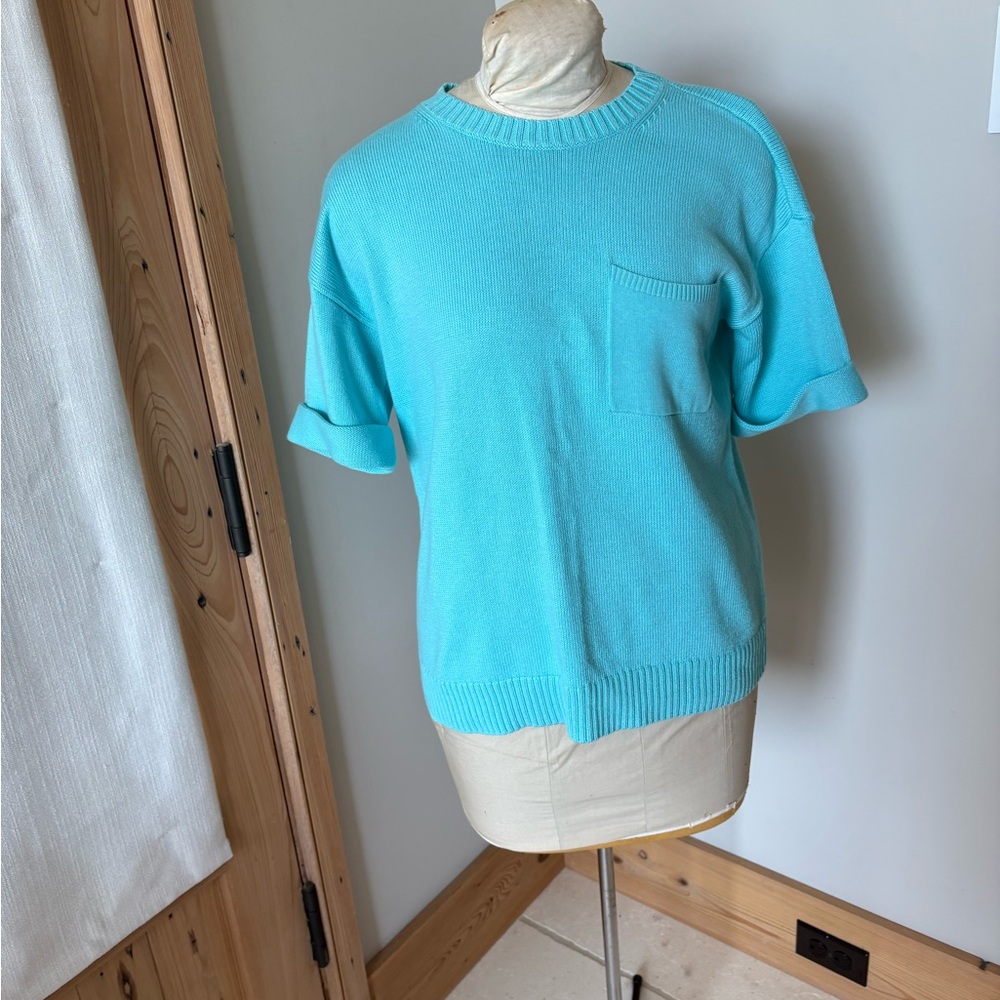 Carlisle’s Aqua Blue Short Sleeve sweater
